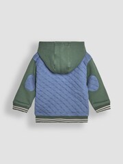 JoJo Maman Bébé Denim Blue Dinosaur Cotton Blend Hooded Bomber Jacket - Image 2 of 7