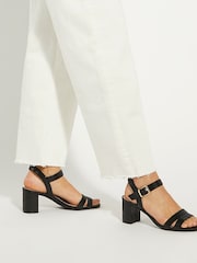 Dune London Black Wide Fit Merisa 2 Part Block Heel Sandals - Image 1 of 6