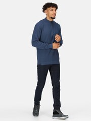 Regatta Blue 100% Cotton Keaton Quarter Zip Jumper - Image 3 of 8