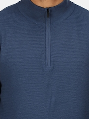 Regatta Blue 100% Cotton Keaton Quarter Zip Jumper - Image 4 of 8