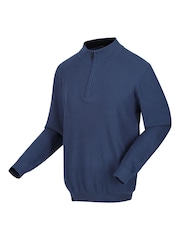 Regatta Blue 100% Cotton Keaton Quarter Zip Jumper - Image 7 of 8
