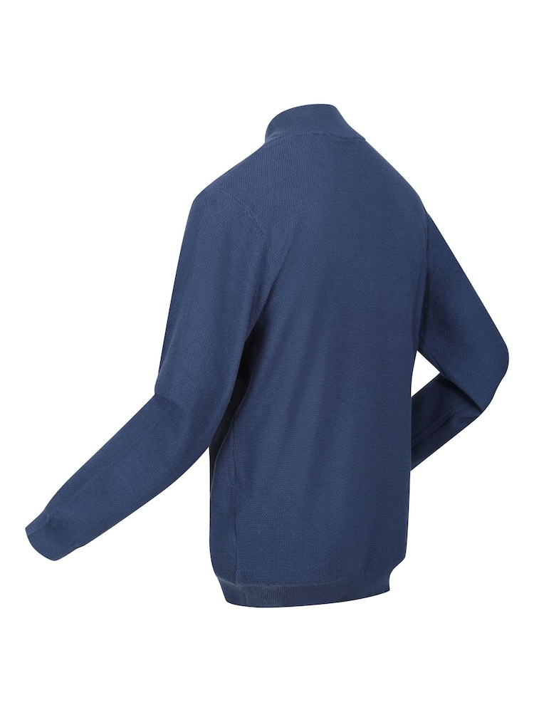 Regatta Blue 100% Cotton Keaton Quarter Zip Jumper - Image 8 of 8