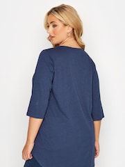 Yours Curve Blue Pintuck Henley Top - Image 3 of 4