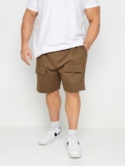 BadRhino Big & Tall Brown 100% Cotton Jersey Cargo Shorts - Image 1 of 4