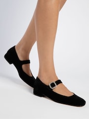Penelope Chilvers Low Mary Jane Diamante Velvet Black Shoes - Image 1 of 4