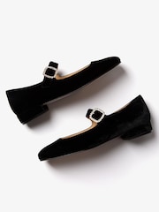 Penelope Chilvers Low Mary Jane Diamante Velvet Black Shoes - Image 4 of 4
