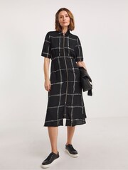 JD Williams Black Zip Front Shirt Dress - Image 1 of 4
