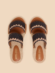 White Stuff Black Belflower Raffia Mules - Image 3 of 4