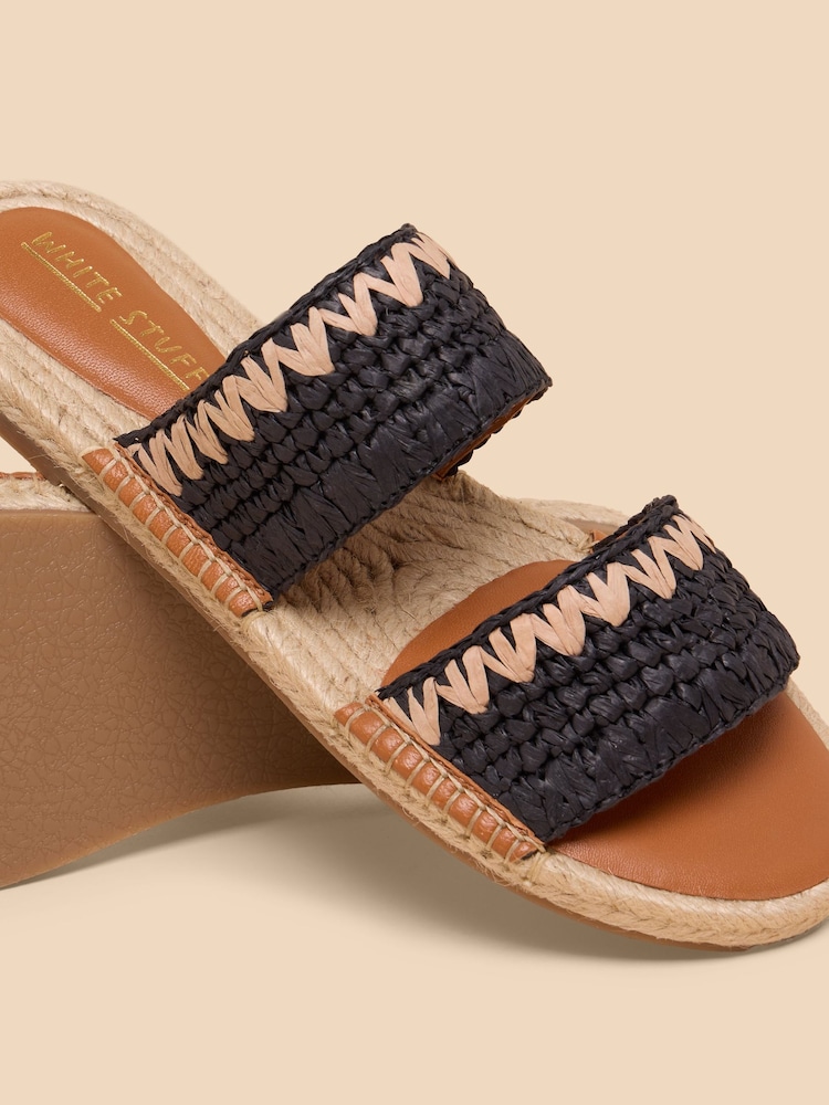 White Stuff Black Belflower Raffia Mules - Image 4 of 4 White Stuff Black Belflower Raffia Mules - Image 4 of 4