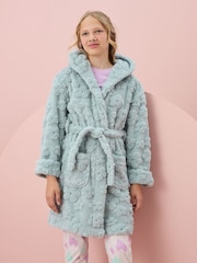 Sage Green Jacquard Fleece Dressing Gown (9mths-16yrs) - Image 1 of 8