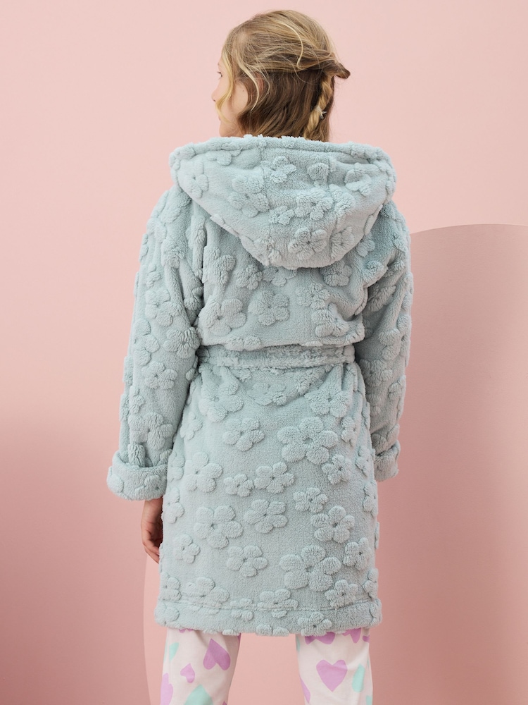 Sage Green Jacquard Fleece Dressing Gown (9mths-16yrs) - Image 2 of 8
