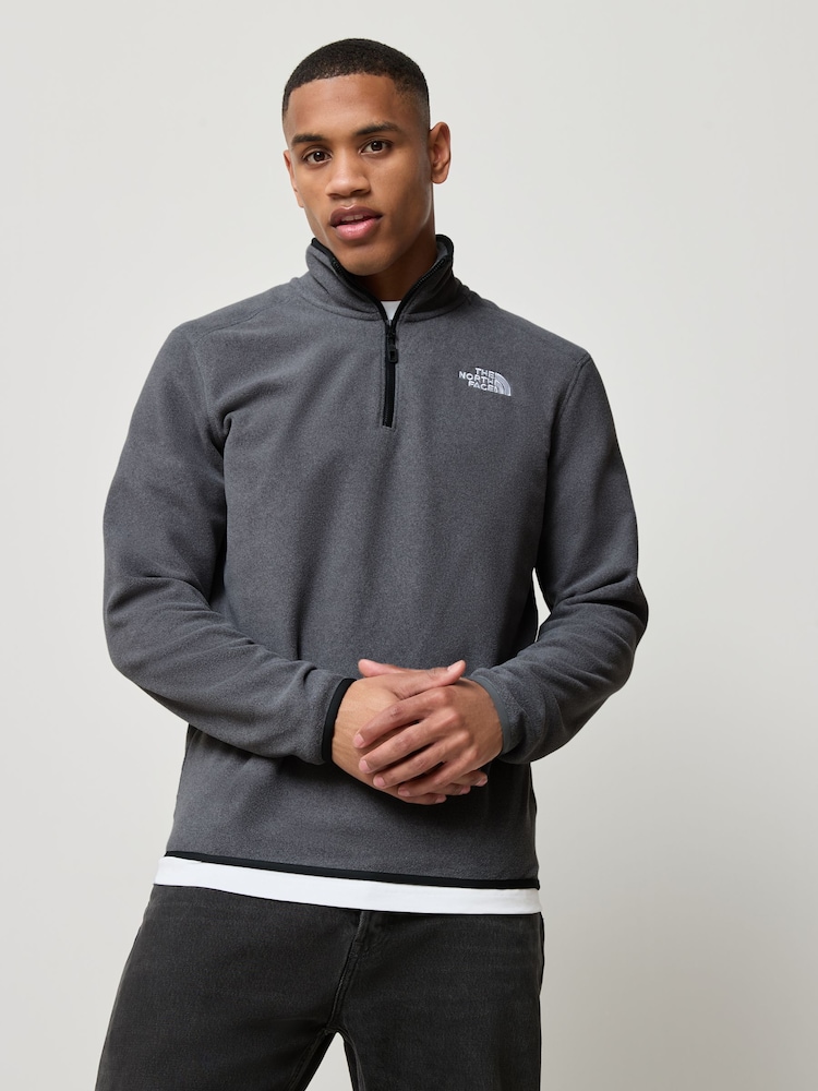 The North Face Grey Side Logo Neutral Side Logo Glacier Quarter Zip Fleece - Image 4 of 7