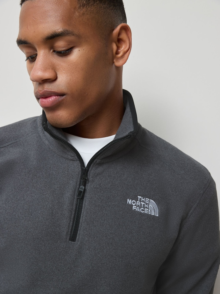 The North Face Grey Side Logo Neutral Side Logo Glacier Quarter Zip Fleece - Image 5 of 7