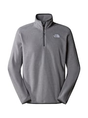 אפור - לוגו בצד - The North Face Neutral Side Logo Glacier Quarter Zip Fleece - תמונה 6 מתוך 7