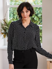 Pour Moi Black Kelly Woven Viscose Fitted Shirt - Image 1 of 4