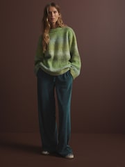 Green Pull On Wide Leg Corduroy Trousers - Image 1 of 8