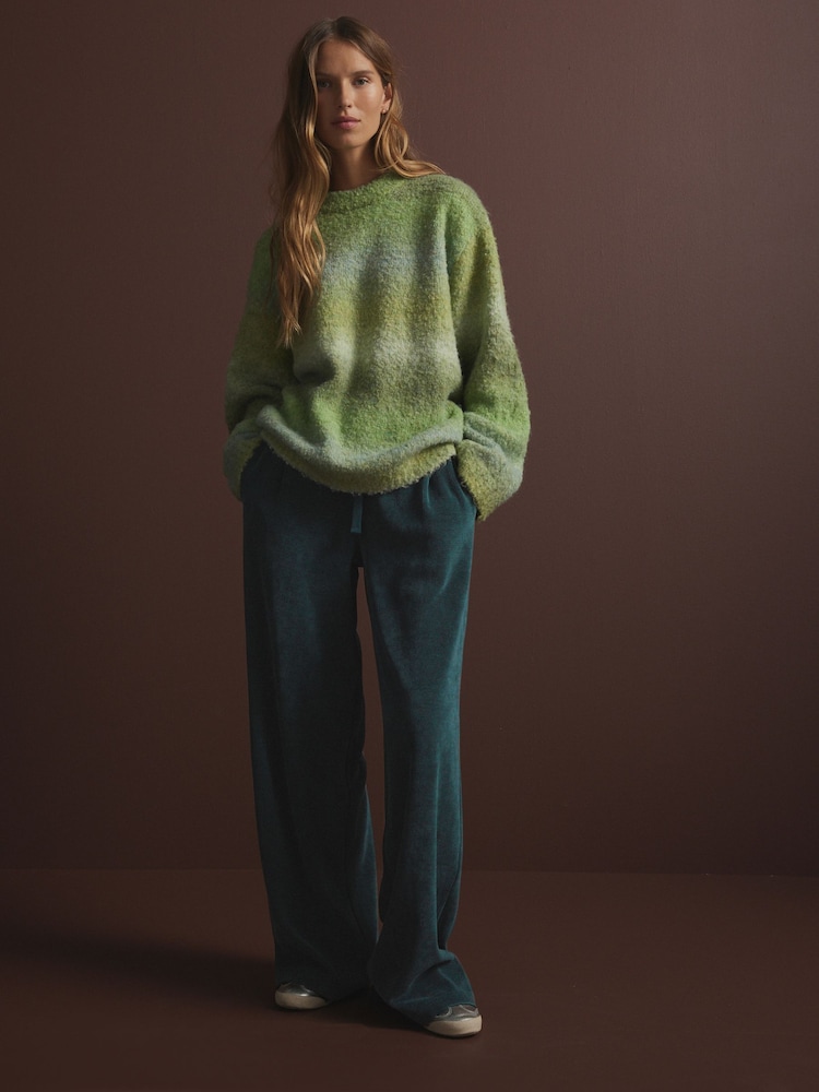 Green Pull On Wide Leg Corduroy Trousers - Image 1 of 8