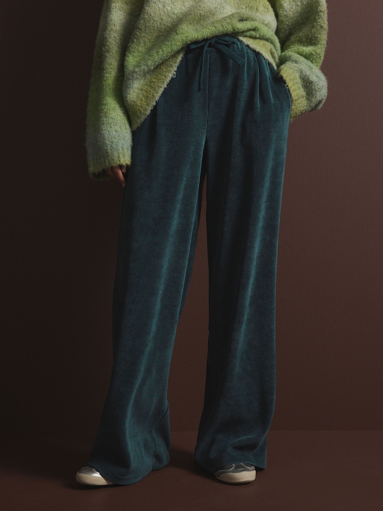 Green Pull On Wide Leg Corduroy Trousers - Image 3 of 8