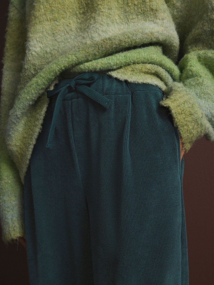 Green Pull On Wide Leg Corduroy Trousers - Image 5 of 8