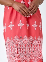 Roman Orange Broderie Contrast Hem 100% Cotton Shift Dress - Image 5 of 5