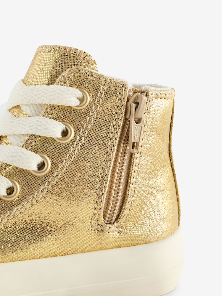 Gold Metallic Wide Fit (G) Chunky High Top Trainers - Image 5 of 5