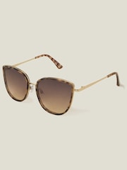 Accessorize Brown Metal Frame Cateye Sunglasses - Image 1 of 3