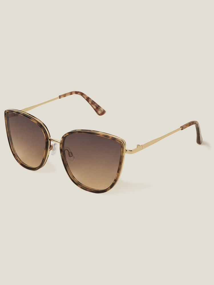 Accessorize Brown Metal Frame Cateye Sunglasses - Image 1 of 3