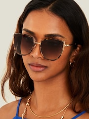 Accessorize Brown Metal Frame Cateye Sunglasses - Image 3 of 3
