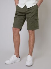 Threadbare Khaki Cotton Cargo Shorts With Stretch - Image 1 of 1
