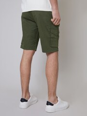 Threadbare Khaki Cotton Cargo Shorts With Stretch - Image 2 of 4