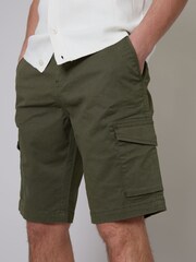 Threadbare Khaki Cotton Cargo Shorts With Stretch - Image 3 of 4