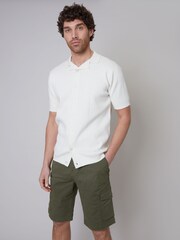 Threadbare Khaki Cotton Cargo Shorts With Stretch - Image 4 of 4