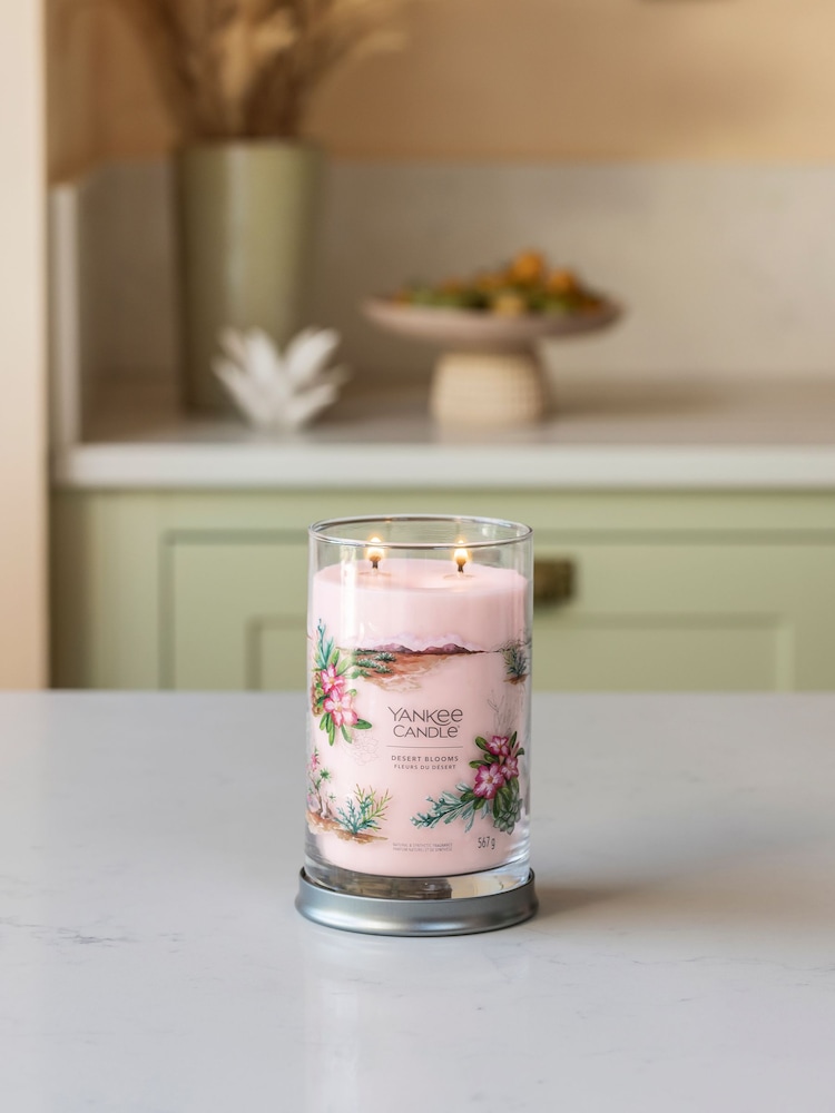 Yankee Candle Pink Large Signature Tumbler Desert Blooms Jar Candle - Image 1 of 2