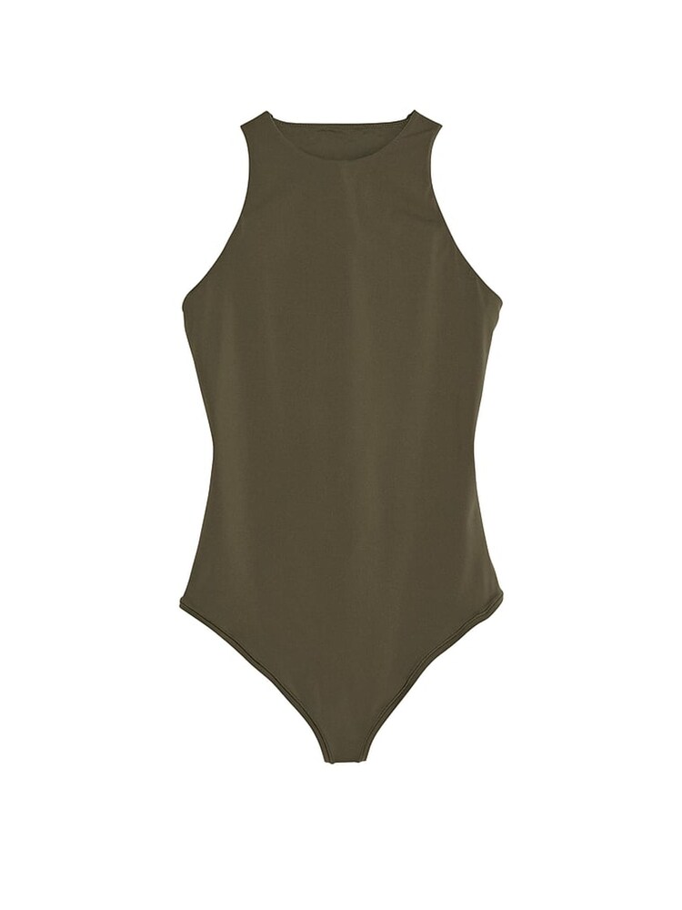 Victoria's Secret PINK Olive Green Soft Stretch Tank Bodysuit - Image 3 of 3