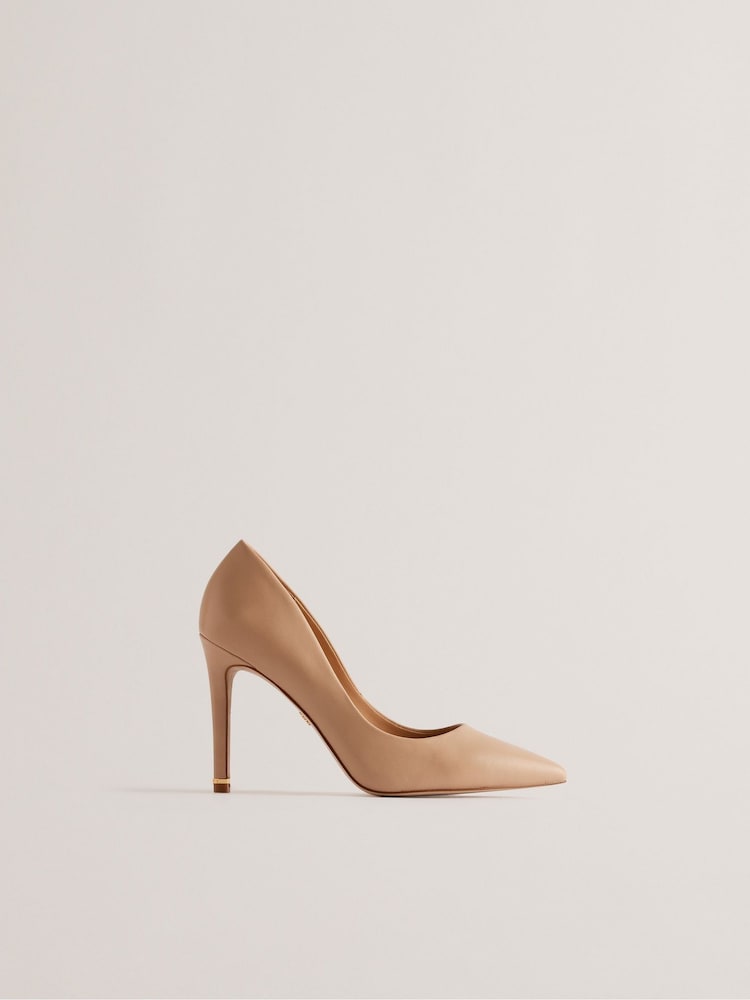 Ted Baker Cream High Heeled Caaraa Pumps With River Of Gold Heel - Image 1 of 5