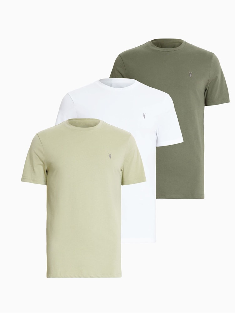 AllSaints White Brace Short Sleeve Crew Neck T-Shirts 3 Pack - Image 1 of 8