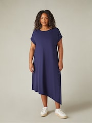 Live Unlimited Blue Jersey Asymmetric Dress - Image 1 of 5