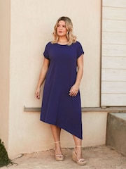 Live Unlimited Blue Jersey Asymmetric Dress - Image 4 of 5