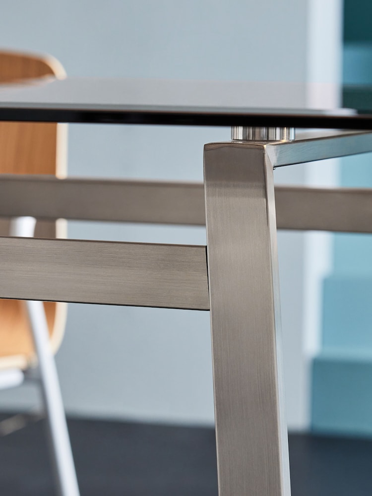 MADE.COM Stainless Steel Amber Glass Haku 6 Seater Rectangle Dining Table - Image 4 of 4