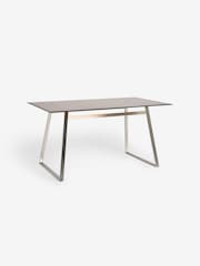 MADE.COM Stainless Steel Amber Glass Haku 6 Seater Rectangle Dining Table - Image 5 of 6