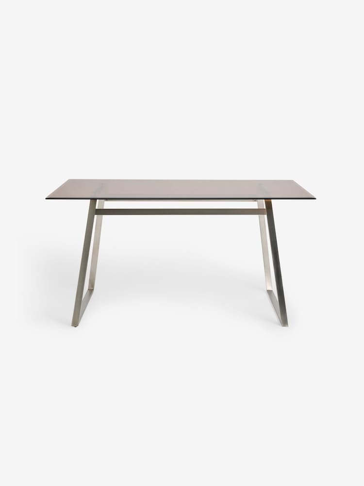 MADE.COM Stainless Steel Amber Glass Haku 6 Seater Rectangle Dining Table - Image 6 of 6