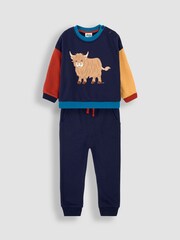 JoJo Maman Bébé Colour Block Appliqué Sweatshirt & Jogger Set - Bild 1 von 5