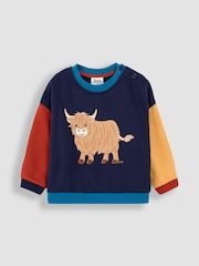 JoJo Maman Bébé Colour Block Appliqué Sweatshirt & Jogger Set - Bild 2 von 5