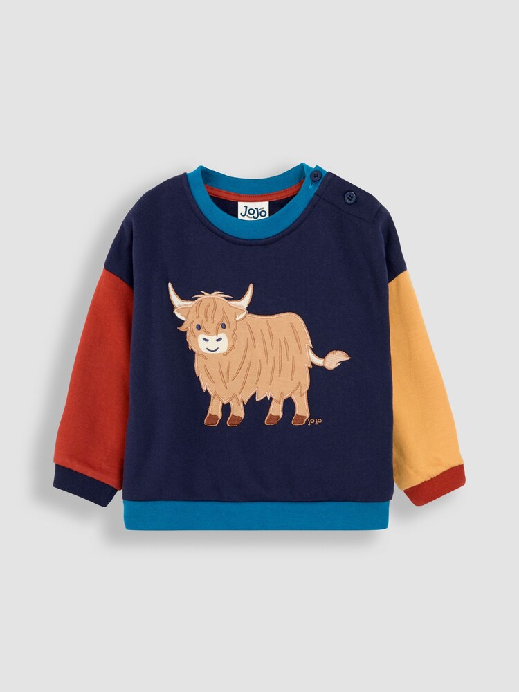 JoJo Maman Bébé Colour Block Appliqué Sweatshirt & Jogger Set - Bild 2 von 5