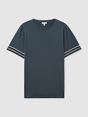 Azul acero - Camiseta a rayas de algodón mercerizado Reiss Dune - Imagen 2 de 5