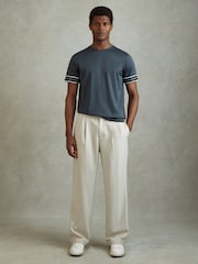 Azul acero - Camiseta a rayas de algodón mercerizado Reiss Dune - Imagen 3 de 5
