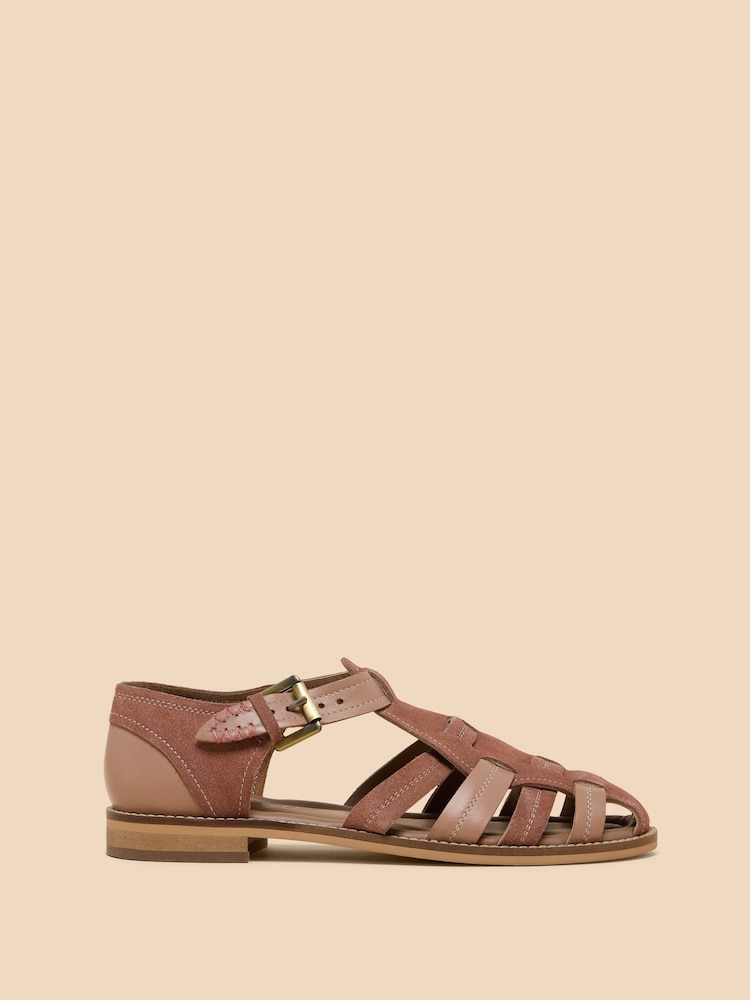 White Stuff Pink White Stuff Floral Leather Fisherman Sandals - Image 1 of 4