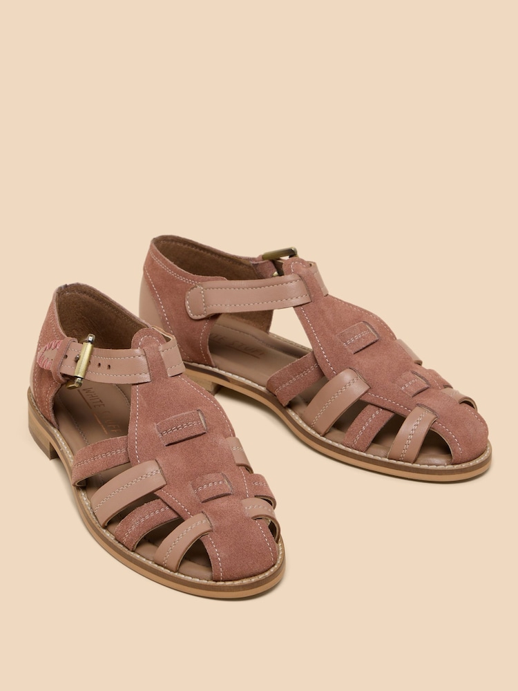 White Stuff Pink White Stuff Floral Leather Fisherman Sandals - Image 2 of 4