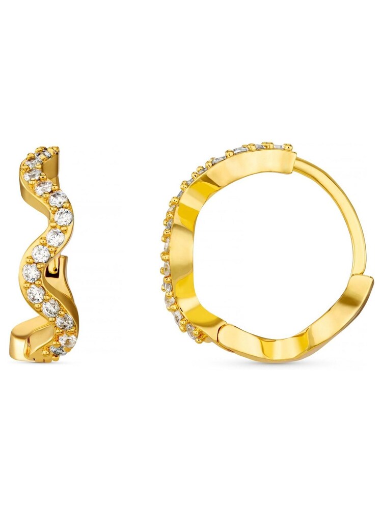 Orelia London 18k Gold Plating Pave Wave Huggie Hoops Earrings - Image 2 of 2