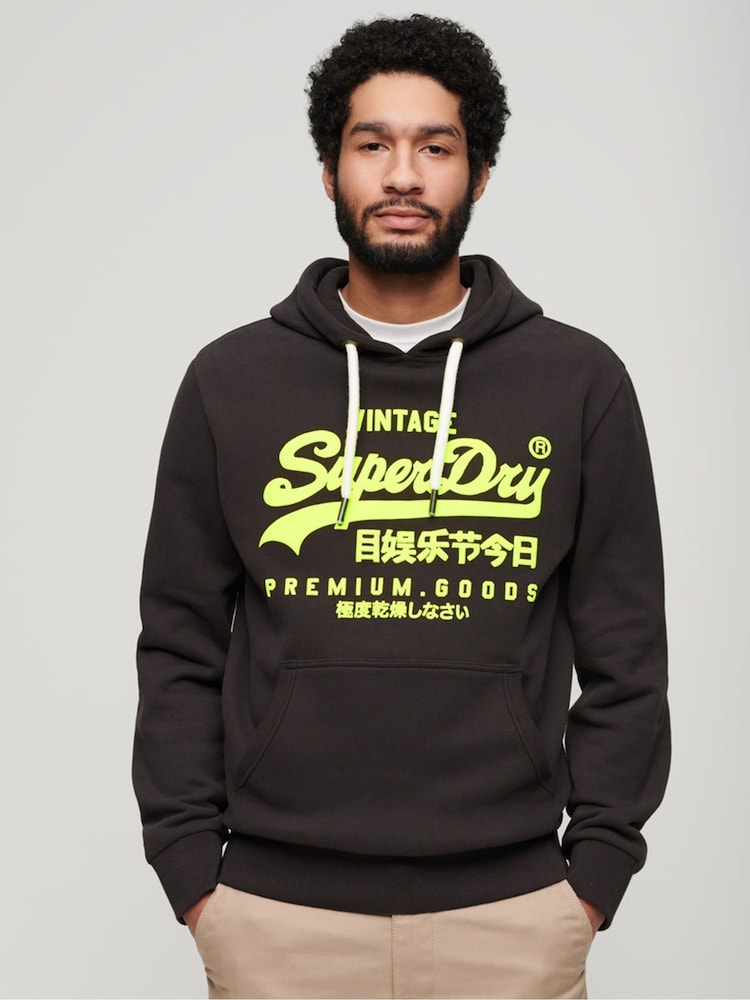 Superdry Black Neon Hoodie - Image 1 of 4